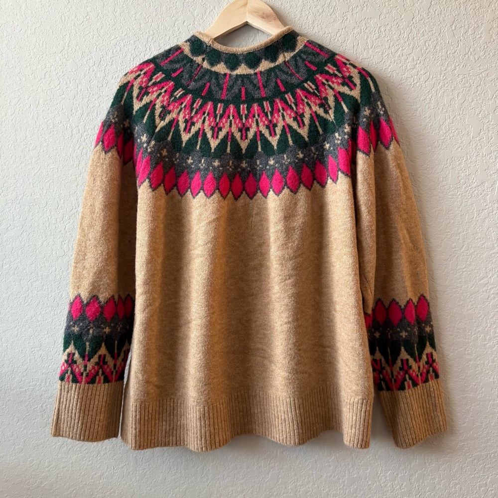 CeCe Tan Sweater with Pink and Green Pattern - Picture 2 of 4